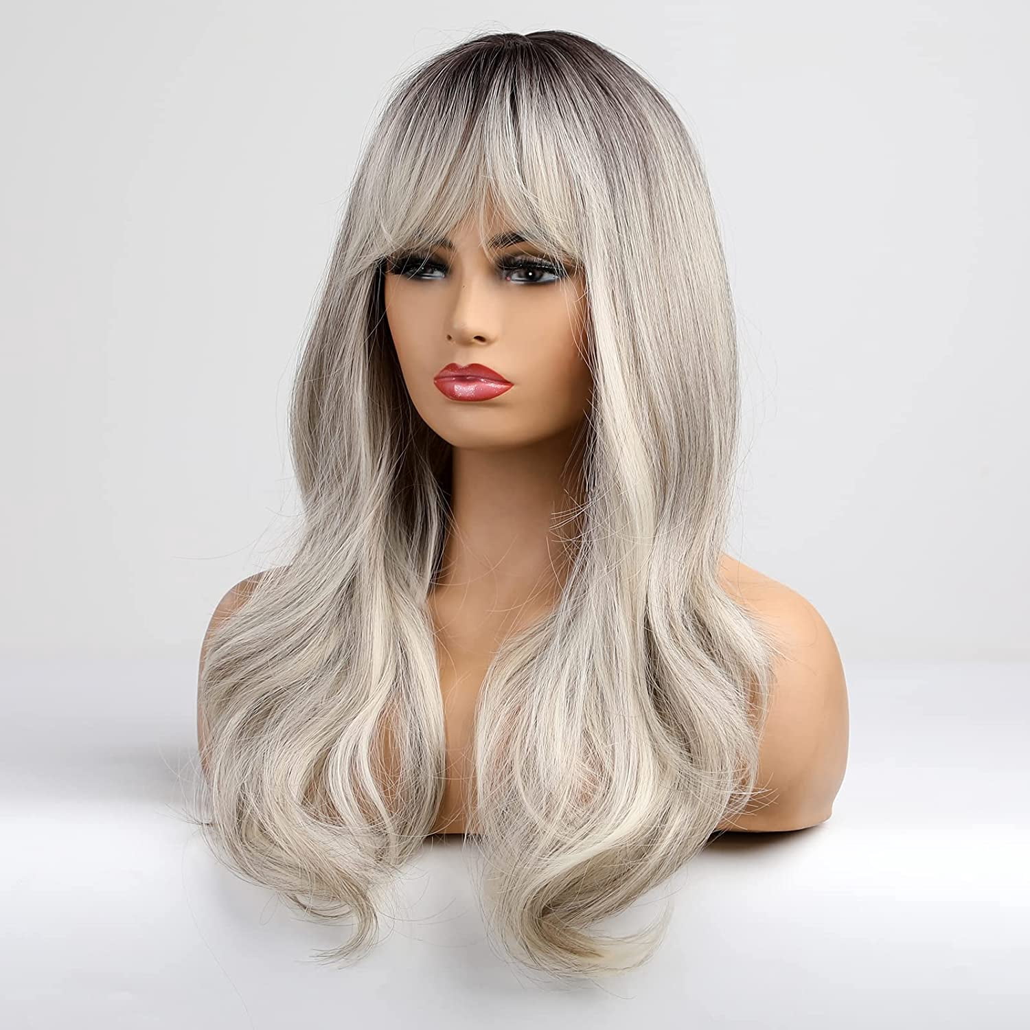 Long Wave Wigs for Women Girls Natural Wave Middle Part Hair Heat Resistant Fibre Synthetic Wigs Women's Wig Daily Use Natural looking A16