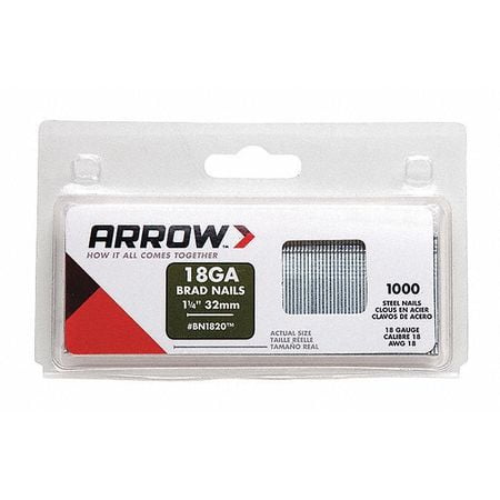 - Arrow BN1820 18 GA 1 1/4-Inch Brad Nail, 1000 Count