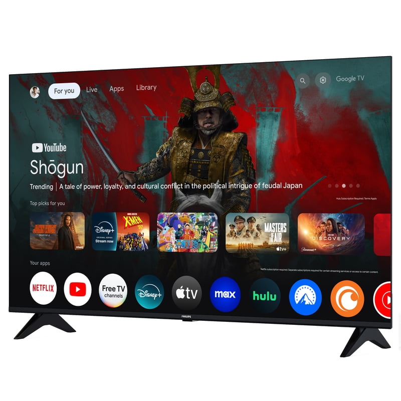 Philips 43" Class 4K Ultra HD (2160p) Google Smart LED TV (43PUL7652/F7) front and back view