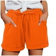 thumbnail image 3 of Shorts for Women 2026 Summer Elastic Waist Drawstring Straight Leg Casual Beach Shorts Loungewear with Pockets, 3 of 7
