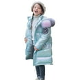 thumbnail image 4 of KAUOD Girls Long Winter Parka Coats Cute Gradient Color Quilted Puffer Jackets Faux-F𝐮r Insulated 𝗦now Ski down Outwear, 4 of 8