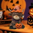 thumbnail image 2 of Halloween Highland Cow Holding Pumpkin Figurines Highland Cow Resin Statue Ideal Gifts For Halloween Party Home Garden Table Decor-Pumpkin Style, 2 of 6