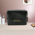thumbnail image 5 of Unique Bargains 1 Pc Convenient Drawstring Makeup Bag for Vacation Business Travel PU Black, 5 of 6