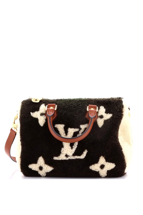 Pre-Owned Speedy Bandouliere Bag Monogram Giant Teddy Fleece 25 By Rebag