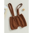 thumbnail image 3 of Bagilaanoe Newborn Baby Boy Girl Suspender Shorts Solid Color Overalls 3M 6M 9M 12M 18M Infant Waffle Jacquard Elastic Waist Short Pants, 3 of 8
