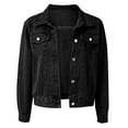 thumbnail image 4 of adviicd Women's Stretch Denim Jacket Black, XXL, 4 of 5