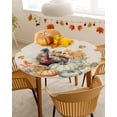 thumbnail image 4 of Round Tablecloth with Elastic Thanksgiving Watercolor Turkey with Pumpkins Beige Waterproof Stain-proof Table Cover Wipeable Fitted Table Cloths for 55"-60" Round Tables Dining Kitchen, 4 of 6