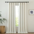 thumbnail image 4 of NICETOWN Cream Linen Curtains 120 inches Long, Soft Faux Linen Textured Window Drapes Semi Sheer Light Filtering Rod Pocket Back Tab Vertical Drapes for Bedroom Living Room, 52"x120", 2 Panels, 4 of 9