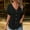 Black, variant on Zedker Shirts for Women Button Up Short Sleeve Casual Ladies Shirt Collared Loose Fit V Neck Solid Color Summer Blouse Tops Black, Size S-XXL