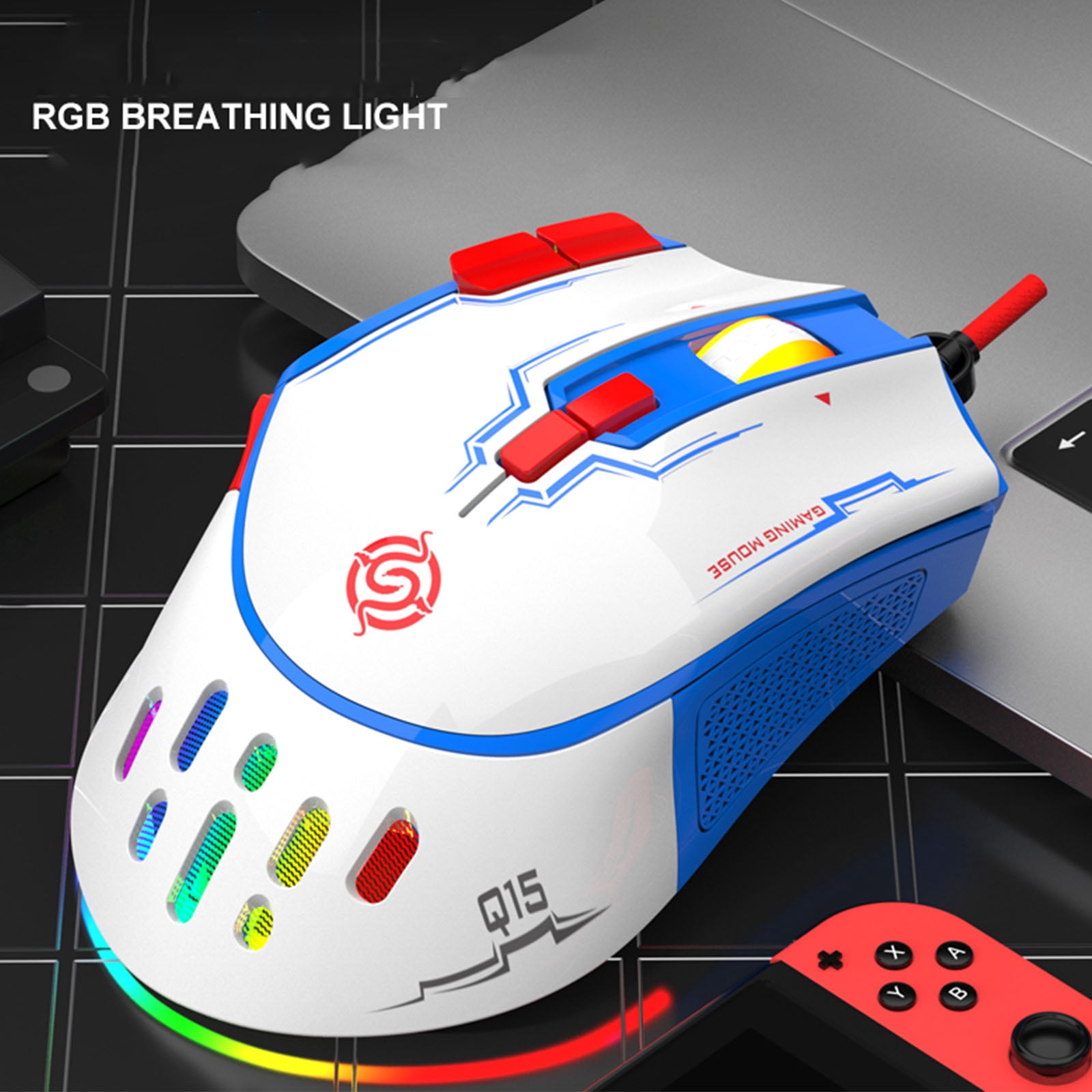 9-Key USB Wired Ergonomic Gaming Programming 6400DPI RGB Optical Mice Mause For Computer Laptop