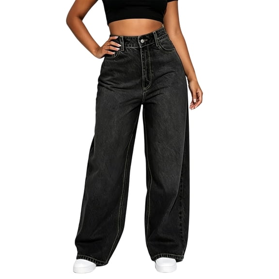 Jeans for Women High Waist Wide Leg Jean Loose Baggy Straight Vintage Denim Pants Casual Pockets Streetwear Trousers