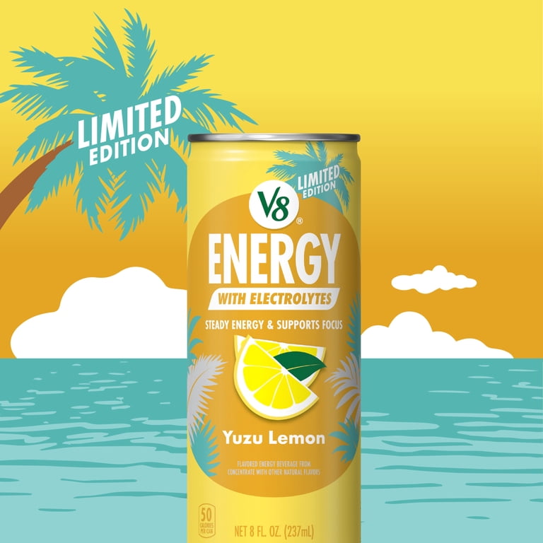 V8 Energy Yuzu Lemon Energy Drink, 8 fl oz Can, 6 pack - Walmart.com