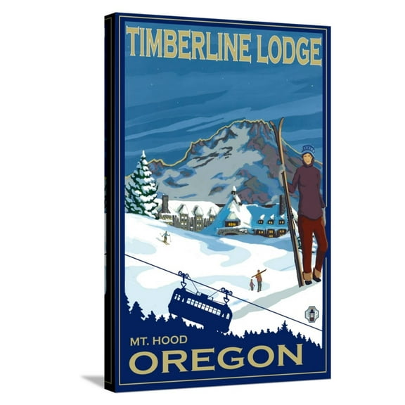 Art.com Timberline Lodge, Mt. Hood, Oregon Stretched Canvas Print Wall Art by Lantern Press, 16" x 24"