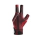 thumbnail image 2 of Guantes de billar de tres dedos para mujer. Artículos deportivos. Negro y rojo, 2 of 9
