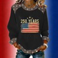 thumbnail image 2 of Womens Long Sleeve Crewneck Top 250 Years Printed Pullover Vintage Flag Graphic Casual Loose Fit Sweatshirt for Everyday Wear Black L, 2 of 3