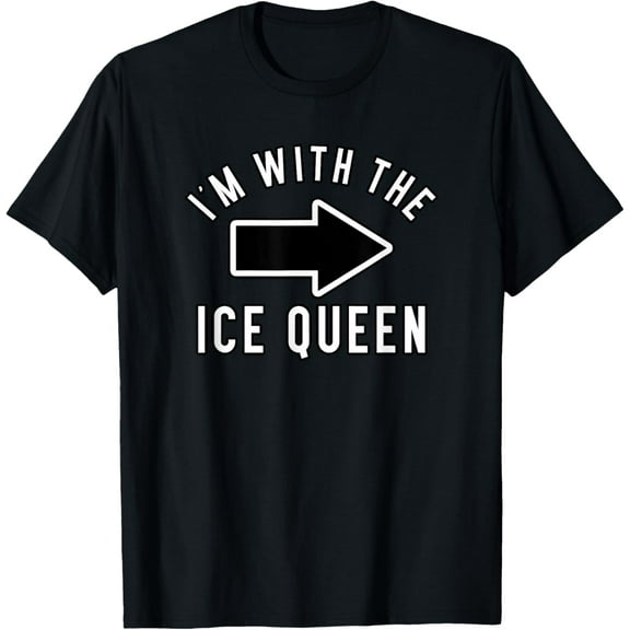 Couples Halloween Costume Shirts I'm With The Ice Queen T-ShirtMen and women, Black T-shirt, size: Extra large