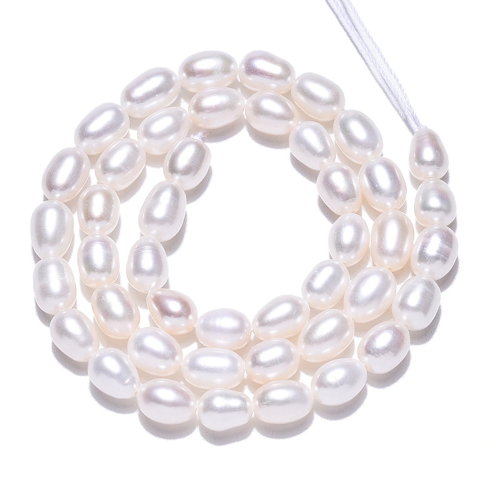 Natural Cultured Freshwater Pearl Beads Strands Rice Seashell color 7~11.5x6~6.5mm Hole: 0.7~0.8mm 38~45pcs/strand 14.37 inch(36.5cm)
