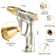 OGEDNAC Garden Hose Nozzle, Heavy Duty Metal Sprayer Nozzle, High Pressure Water Nozzle with 4 Spraying Modes for Watering Plants, Car Washing, and Pet Showering, Gold