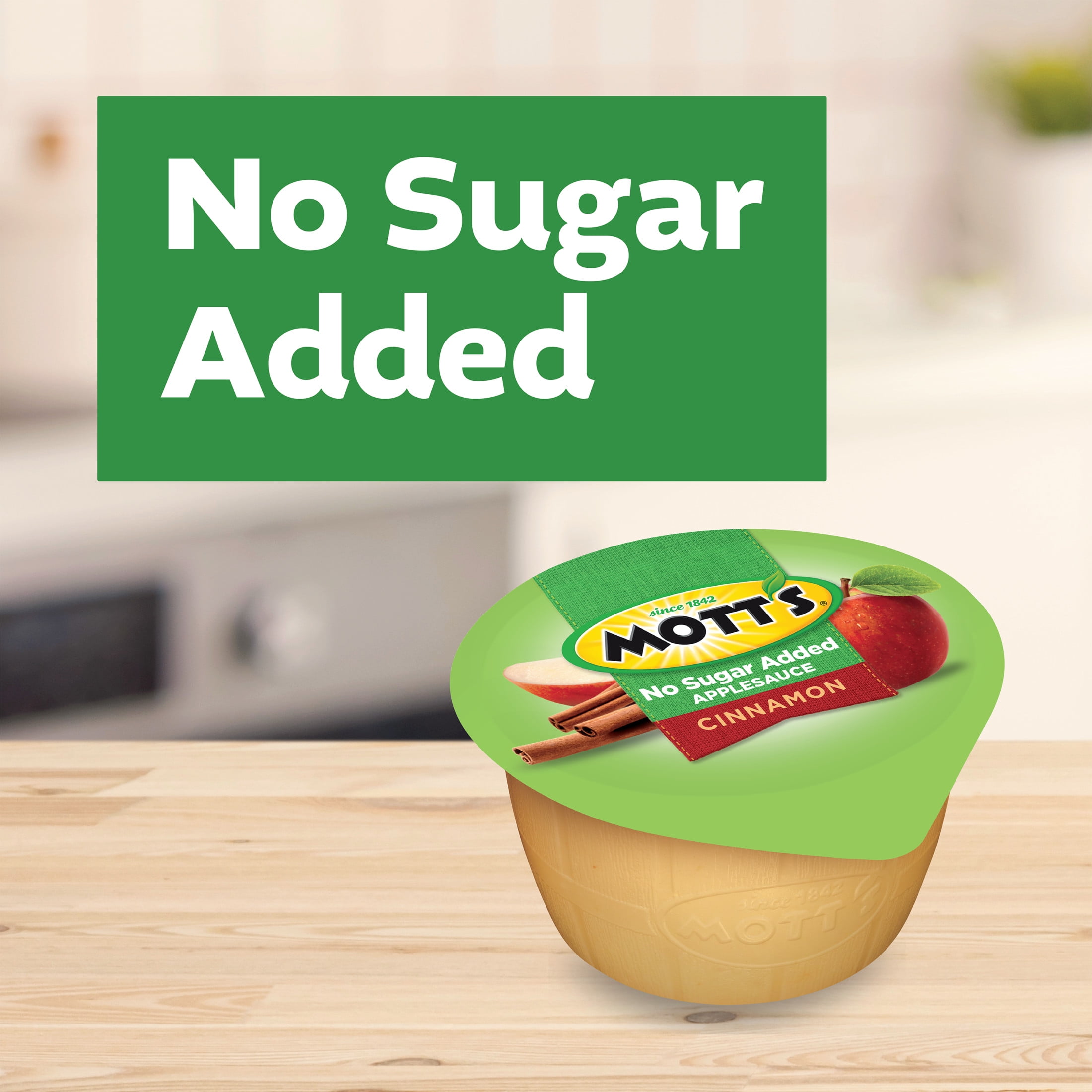 (3 pack) Mott's No Sugar Added Cinnamon Applesauce, 3.9 oz, 6 Count Cups
