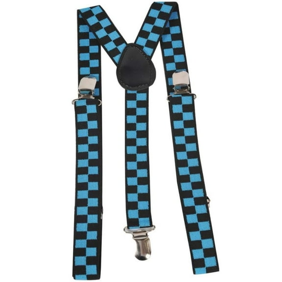 Dress Up America Blue Checkered Suspenders for Adults - Clip on & Adjustable for Teens | Adults