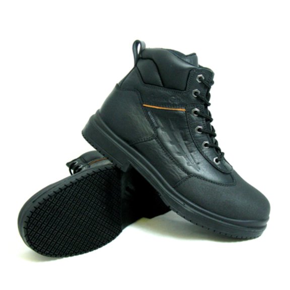 Genuine Grip 7800-6W Womens Slip-Resistant Waterproof Steel Toe Wide Work Boot, Black - Size 6