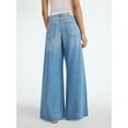 thumbnail image 4 of Scoop Women's and Women’s Plus Wide Leg Jeans with Faux Pearl Accents, Sizes 0-26W, 4 of 7
