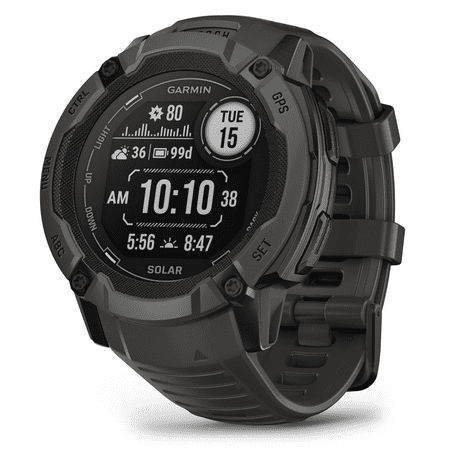 Garmin Instinct 2X Solar Rugged GPS Smartwatch, Graphite with Power Glass Lens, LED Flashlight