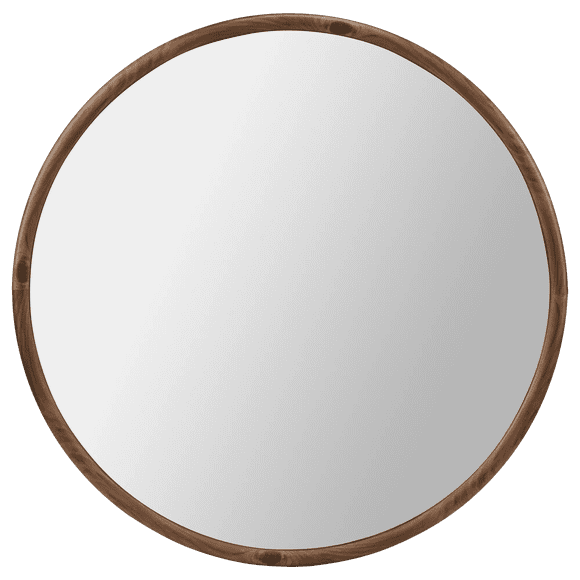 Bouclair Walnut Round Wood Frame Mirror