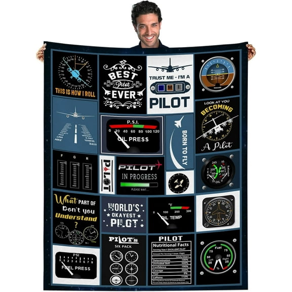 tgruihm Pilot Gift Blankets 60"X50", Aviation Gift, Airplane Pilot Gifts Aviation Men, Airplane Present Ideas, Christmas Birthday Gifts for Aviator Men Dad Boyfriend Husband