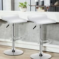 thumbnail image 3 of Costway Set of 2 Swivel Bar Stools Adjustable PU Leather Backless Dining Chair White Low Back, 3 of 9