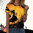 thumbnail image 2 of TOWED22 Halloween Shirts for Women Magical Halloween Shirt Cute Ghost Graphic Tees Spooky Season Casual Short Sleeve Fall Tops(Light Yellow,S), 2 of 9