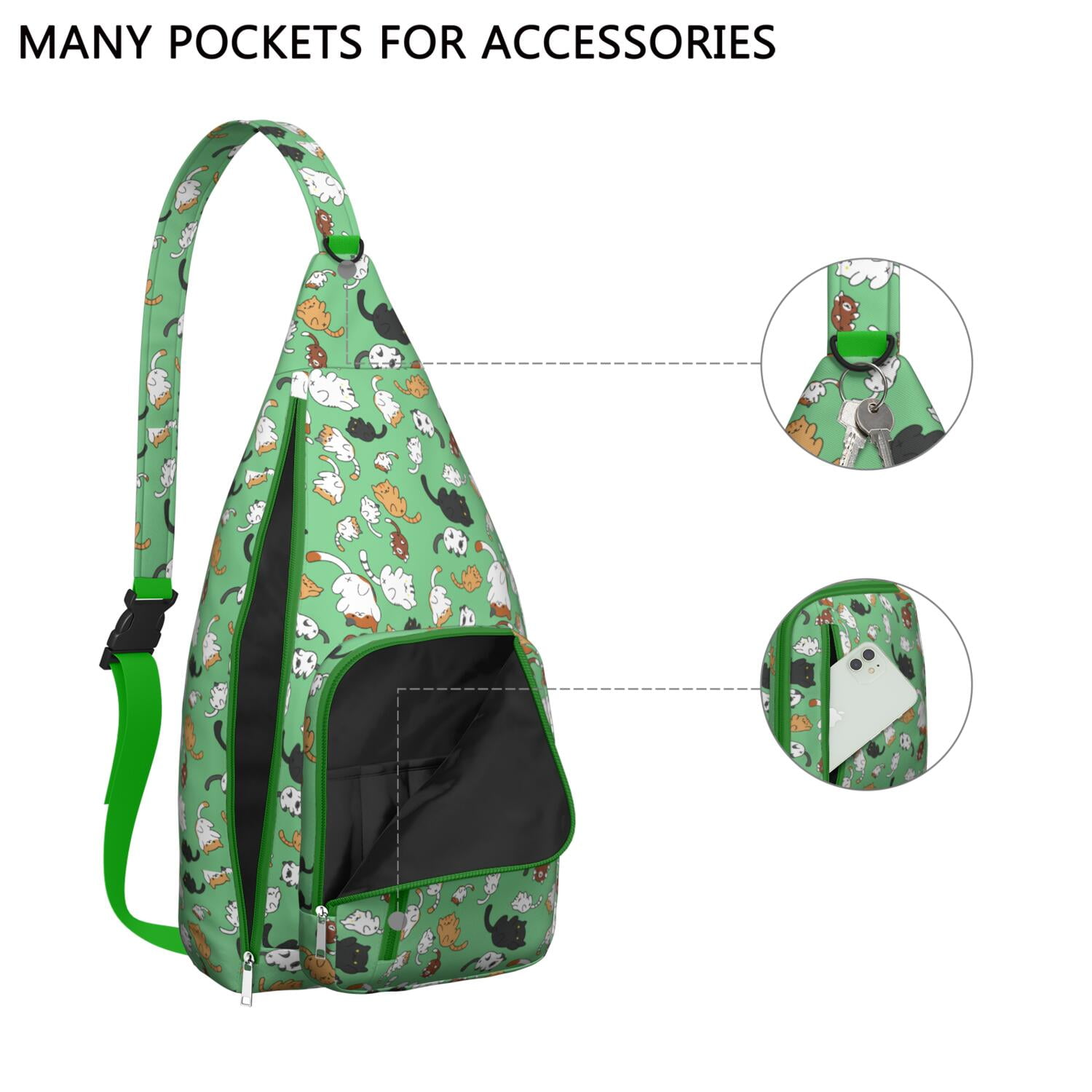 Cute Cartoon Cat Sling Backpack - Funny Paw Pattern Shoulder Bag (Adorable Pet Design, Lightweight & Durable)