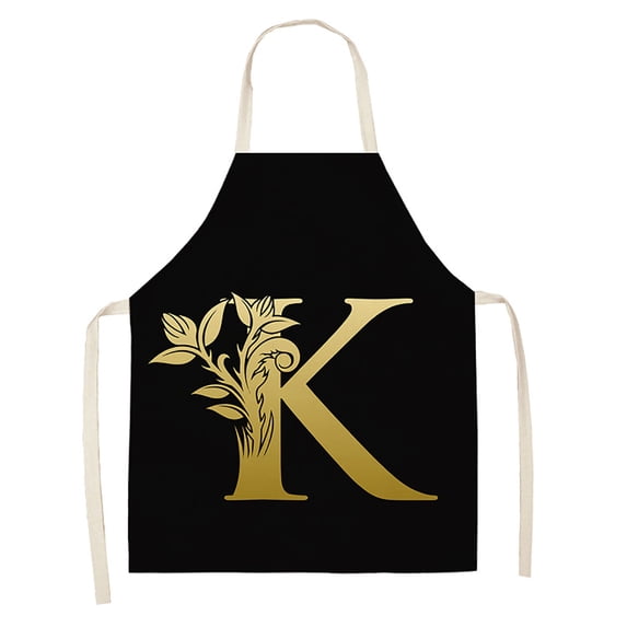 Reheyre Golden Letter Alphabet Pattern Apron - Sleeveless Cooking Cleaning Tools for Kitchen