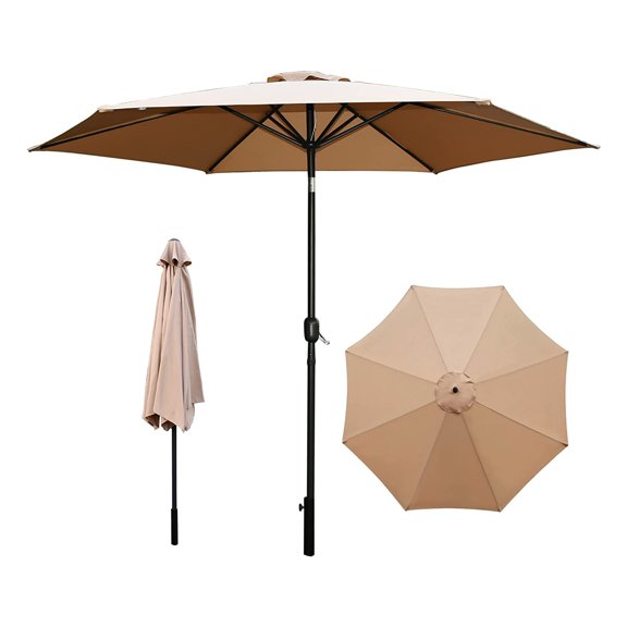 Serenelife 10 Ft Patio Table Umbrella w/ Push Button Tilt & Built-In Crank
