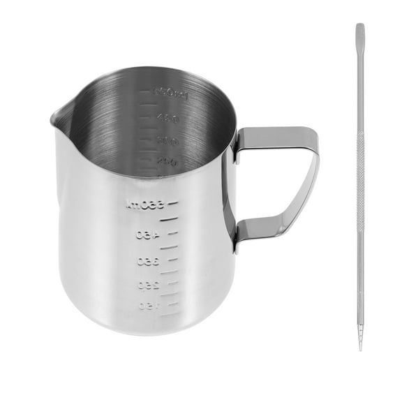 HEMOTON 18oz Stainless Steel Frothing Pitcher with Clear Scale, Coffee Steaming Jug and Latte Art Pen