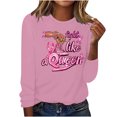 thumbnail image 2 of VKOYWKM Cancer T-Shirts Women Breast Cancer Awareness Tshirt Pink Ribbon Print Long Sleeve Shirt Casual Crew Neck Loose Fit Breast Cancer Blouses, 2 of 5