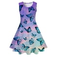 thumbnail image 4 of Tisuna Stylish Dress For Girls Child Butterfly Print Sleeveless Crew Neck Dresses Fashion Teen Kids Loose Fit Summer Dress Purple Size 8-9 Years, 4 of 5