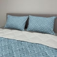 thumbnail image 2 of Flower Comforter & Sham Bedding Set, Interlaced Round Shapes Ornamented with 4 Leaf Petals Print, 3 pcs Duvet Set Microfiber Filling Quilt, 5 Sizes, Slate Blue Pale Blue, by Ambesonne, 2 of 4