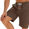 thumbnail image 6 of LMOIPLI Men's Linen Casual Shorts Elastic Drawstring Waist Summer Shorts with Pockets Lightweight Breathable Beach Shorts for Men Brown XXL, 6 of 7