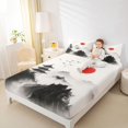 thumbnail image 4 of Homewish Japanese Ukiyo-E Bed Sheets,Painting Art King Sheets,White Gray Sheet Set For Adults,Breathable Home Decor,4 Pieces, 4 of 7