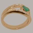 thumbnail image 3 of LBG British Made 18k Rose Gold Natural Emerald & Cultured Pearl Womens Band Ring - 33 size options - Size 11.5, 3 of 7