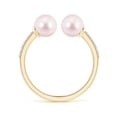 thumbnail image 2 of ANGARA Two Stone Japanese Akoya Cultured Pearl Open Stackable Ring in 14K Yellow Gold for Women | June Birthstone, Birthday, Anniversary, Jewelry Gift for Women | Pearl Ring, 2 of 11