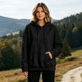 thumbnail image 2 of Nestiefly Womens Hoodie Sweatshirt Oversized Lightweight Loose Long Sleeve Pullover Hooded Sweatshirt With Pockets Black M, 2 of 6