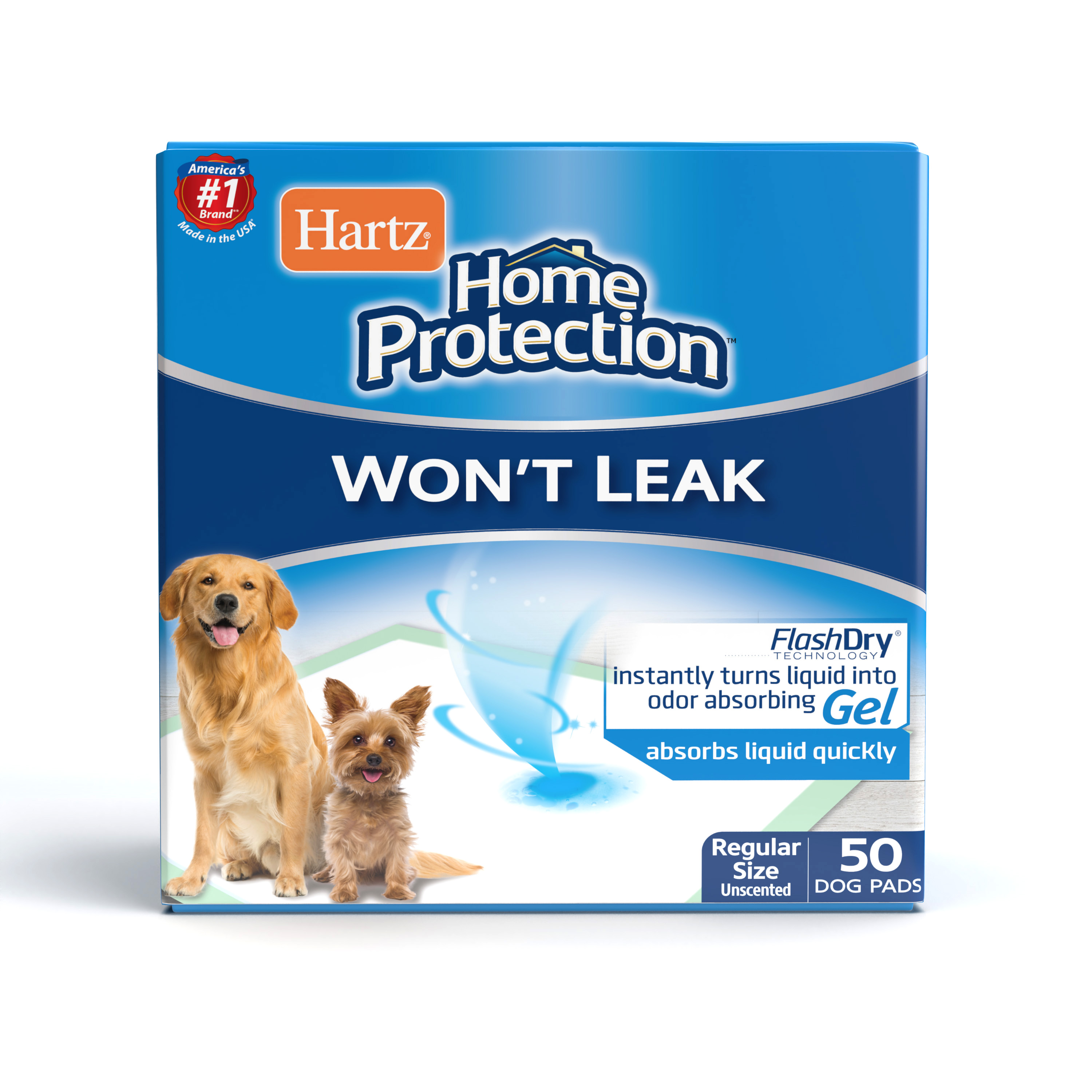 Hartz Home Protection Unscented Dog Pads, Regular Size, 21 in x 21 in
