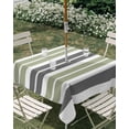 thumbnail image 2 of Outdoor Tablecloth with Umbrella Hole, Sage Green Grey Striped Spillproof Waterproof Outdoor Table Cover, Gray Modern Abstract Art Patio Tablecloths for Party/Garden/Picnic, Square 54"x54", 2 of 9