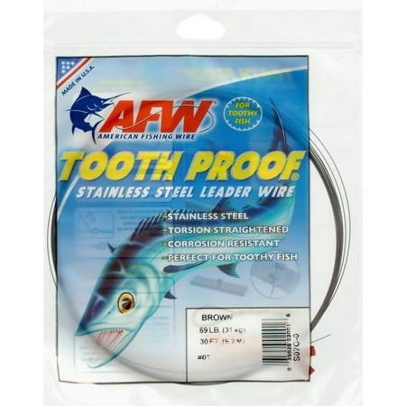 UPC: 0035926020016 | American Fishing Wire #7 Toothproof Camo Brown Leader 30ft Single Strand Spool