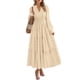 thumbnail image 1 of Vestido PRETTYGARDEN Otoño 2025 Manga Larga Cuello en V Beige Talla L, 1 of 8