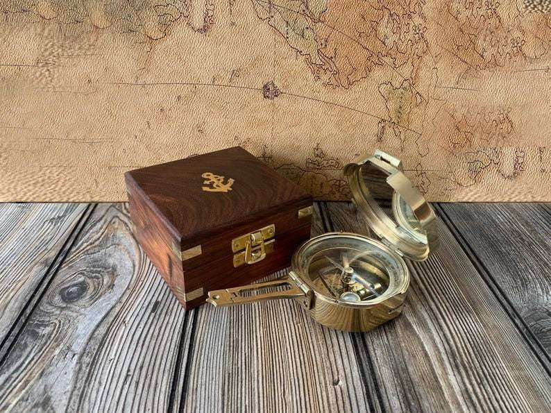 Nautical Brass Brunton Survey Compass London Maritime Brunton Compass 3 Inch