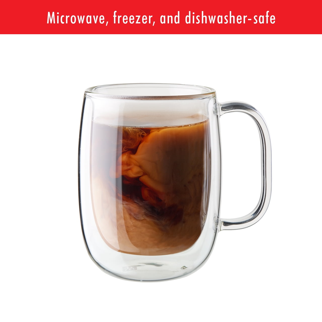 Sweese Double Walled Coffee Mugs - 12.5 oz Clear