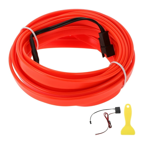 Cuerda de luz LED EL de 4m Unique Bargains, tira de luz de neón flexible para iluminación interior de automóviles, controlador de cableado (12v) rojo